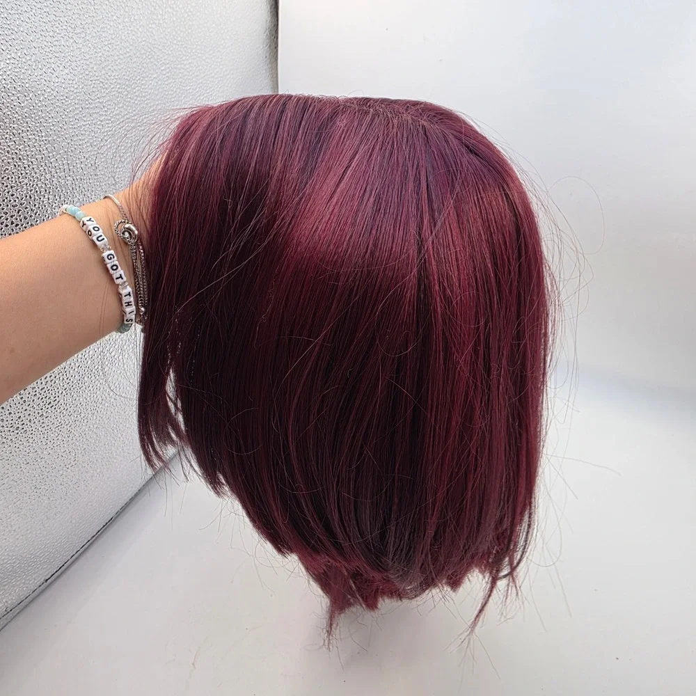 Bobbi Boss Premium Synthetic Lace Front Wig Burgundy Wine Red Short Layered Bob